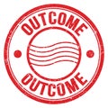 OUTCOME text written on red round postal stamp sign