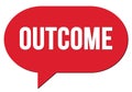 OUTCOME text written in a red speech bubble