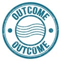 OUTCOME text written on blue round postal stamp sign