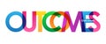 OUTCOMES colorful overlapping letters banner