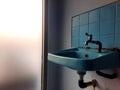 Outdated Blue Sink Royalty Free Stock Photo