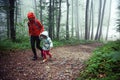 Outdoor active family, mother and daughter.