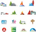 Outdoor activities and camping and caravanning icon set