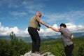 Outdoor activity and family freetime together in nature Royalty Free Stock Photo