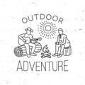 Outdoor adventure badge. Vector illustration. Concept for shirt or print, stamp, travel badge or tee. Vintage line art Royalty Free Stock Photo