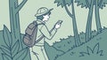 Outdoor Adventure: Hiker Using a Map in the Wilderness, vector design Generative AI Royalty Free Stock Photo