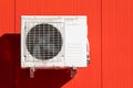 outdoor air conditioner unit on the wall of a building Royalty Free Stock Photo