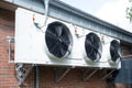 Outdoor air conditioning units, building cooling system, HVAC technology, urban infrastructure, climate control, energy solution Royalty Free Stock Photo