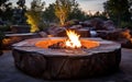 Outdoor Ambiance Fire Pits and Cozy Fireplaces. Generative AI