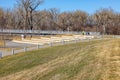 Outdoor amphitheater River`s Edge Plaza Council Bluffs Iowa in Spring.