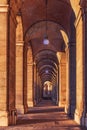 Outdoor arched corridor with columns in the Royal Palace Royalty Free Stock Photo