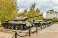 Outdoor area of the Museum diorama exhibition samples of Soviet military equipment during the second world war