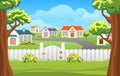 Outdoor backyard background cartoon illustration