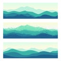 Outdoor banners with mountain ridges. Horizontal nature backgrounds set. Royalty Free Stock Photo