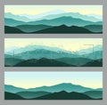 Outdoor banners with mountain ridges. Horizontal nature backgrounds. Royalty Free Stock Photo