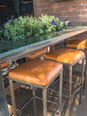 Outdoor bar and barstools