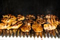 Outdoor barbecue -grilling chicken and beef meat Royalty Free Stock Photo