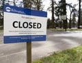 Outdoor Basketball Court Closed Sign Coronavirus Covid-19 Social Distancing Rules in Effect