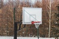 Outdoor basketball hoop covered by hoarfrost Royalty Free Stock Photo