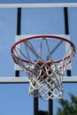 Outdoor basketball hoop with net and backboard