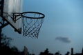 Outdoor basketball on the skybackground