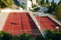 Outdoor basketball and tennis court