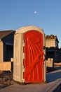 Outdoor bathroom portable bathroom in twilight hours