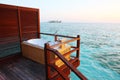 Outdoor Bathtub in sunset,Maldives