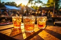 outdoor beer and bourbon for food and drink Royalty Free Stock Photo