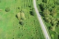 Outdoor bicycle lane with walking path in public park. aerial view Royalty Free Stock Photo