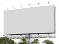 Outdoor billboard on blue sky background with white background mock up. clipping path Royalty Free Stock Photo