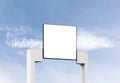 Outdoor billboard on blue sky background with white background mock up. clipping path Royalty Free Stock Photo