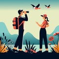 Outdoor Birdwatching Couple Adventure