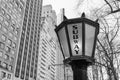 Black and White Photo of an Old Subway Light at a Subway Entrance in Midtown Manhattan of New York City Royalty Free Stock Photo