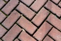Outdoor brick pavers laid in herringbone pattern Royalty Free Stock Photo
