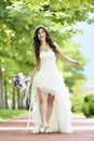 Outdoor Bride smiling Royalty Free Stock Photo