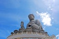 Outdoor bronze statue of seated Tian Tan Buddha in Hong Kong Royalty Free Stock Photo