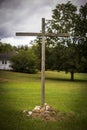 An outdoor brown wooden cross