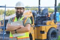 Outdoor builder portrait, construction worker