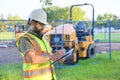 Outdoor builder portrait, worker