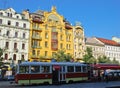 Outdoor cafe on the background of famous hotel