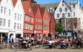 Outdoor cafe on Bryggen in Bergen, Norway Royalty Free Stock Photo