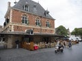 outdoor cafe de Waag on square in center of old dutch town leeuwarden in friesland