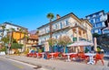 Outdoor cafe in Muralto, on March 28 in Locarno, Switzerland Royalty Free Stock Photo