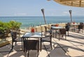 Outdoor cafe overlooking ocean Royalty Free Stock Photo