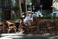 Outdoor cafe in the shade