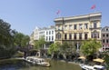 Outdoor cafes alongside the Oude Gracht in Utrecht Royalty Free Stock Photo