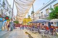 Outdoor cafes in Calle Ancha, Sanlucar, Spain