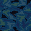 Outdoor Camouflage Shapes Seamless Vector Pattern, Drawn Stylized