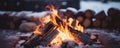 outdoor camp fire background AI generated Royalty Free Stock Photo